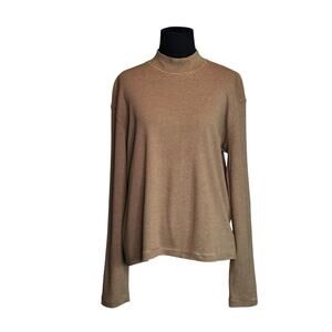 Jones New York brown beige stripe long sleeves t shirt size XL